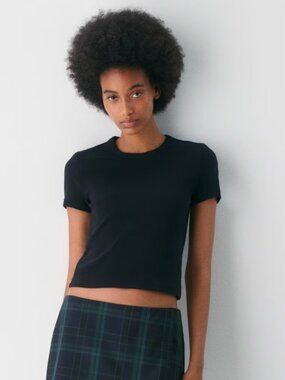 Sunday Best Black Ribbed T-Shirt XS